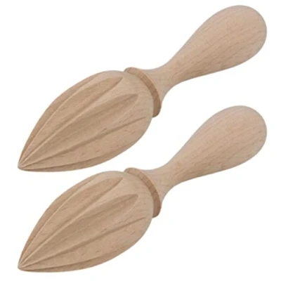 Imagen de teemando® 2 exprimidores de limones madera, puntiagudos, 15 cm, para cítricos