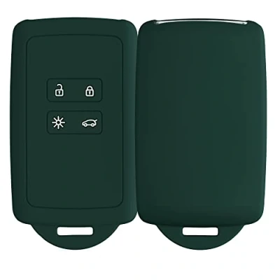 Imagen de kwmobile Funda de Silicona Compatible con Renault Llave Coche Smart Key 4 Botones (Solo Keyless Go) Carcasa Protectora para Llavero Case Mando Auto Verde Bosque