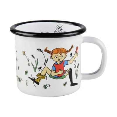 Imagen de Pippi Longstocking 1,5 DL and Mr Nilsson Taza esmaltada, Blanco