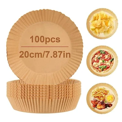 Imagen de 100 unidades de papel horno para freidora aire caliente,20 cm, Airfryer,freidoras desechables antiadherentes, pergamino,forro desechable,para hornear