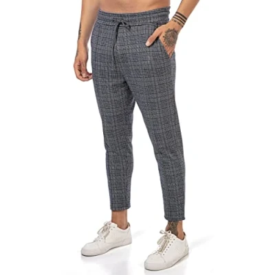 Imagen de RED BRIDGE Pantalones para Hombres a Cuadros con Cintura elástica Casual Gris M