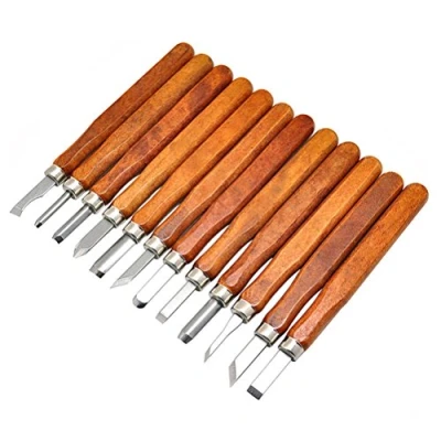 Imagen de Eleoption Juego de 12 herramientas Para tallar Madera acero SK2. Cuchillos Tallar, Hechos a Mano, Escultura, Bricolaje, Manejar Wera, Tallado Cerámica y Principiantes