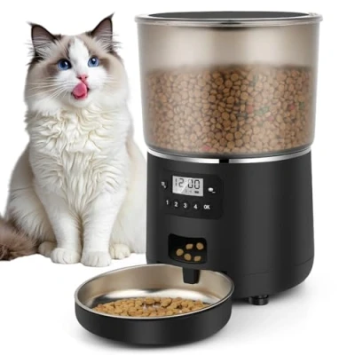 Imagen de Comedero Gato Automatico, Apritsce 4L Dispensador Comida Gatos Perros con Temporizador Programable, Alimentador Automatico 1 6 Comidas al DíA