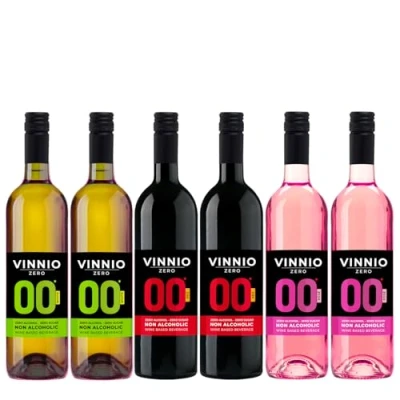 Imagen de VINNIO Vino sin alcohol 0,0 Premium Blanco, Tinto y Rosado Caja de 6 botellas x 0,75 cl (DEGUSTACION 6UD.)