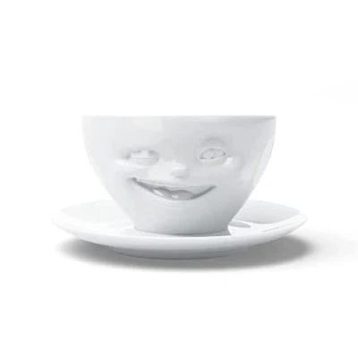 Imagen de FIFTYEIGHT PRODUCTS / Taza de café con divisor &quot;guiños&quot; (porcelana, 200 ml, color blanco, fabricado en Alemania)