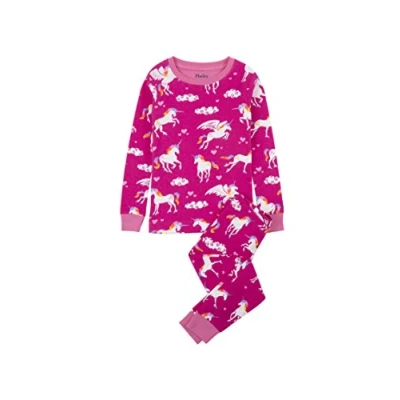 Imagen de Hatley Organic Cotton Long Sleeve Printed Pyjama Sets Conjuntos de Pijama, (Rainbow Unicorns), (Talla del Fabricante: 12) para Niñas
