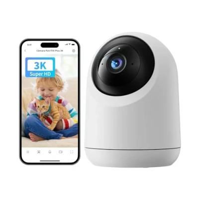 Imagen de SwitchBot Cámara de seguridad para el hogar, 5 MP, Pan/Tilt Kam 3K Super HD, 2,4 GHz, WiFi monitor bebé/cámara animales, seguimiento movimiento 360, humano/animal AI, modo privado
