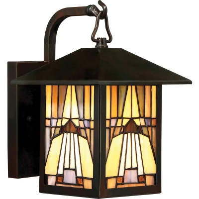 Imagen de QUOIZEL Aplique exterior Inglenook, vidrio color H 27,8 cm