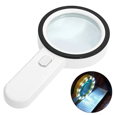 Imagen de Lupa con Luz, 30X Lupas de Mano Gran Aumento, para Leer Libros 12 Leds También Son Adecuada Soldadura, Inspección, Monedas, Joyería, Exploración