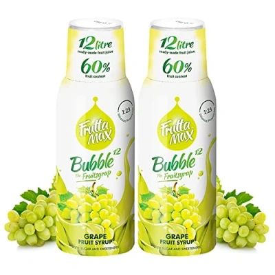 Imagen de 2 paquetes FruttaMax Concentrado de jarabe frutas Menos azúcar con un 60% contenido fruta adecuado para máquina refrescos (2 x 500 ml) Uva)
