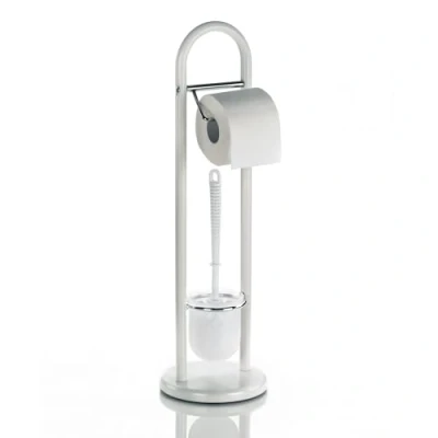 Imagen de Kela 20975 Linda Portarrollos con escobillero (65 cm), Color Blanco