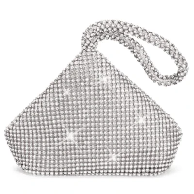 Imagen de ele ELEOPTION Triángulo Rhinestones Mujer Bolso De Embrague Noche Fiesta Graduación Monedero Boda Astilla