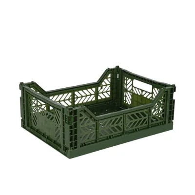 Imagen de Ay Kasa Caja plegable, estable, de plástico, apilable, color caqui, Midi (40 x 30 14 cm)