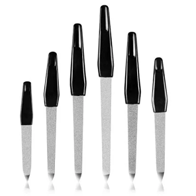 Imagen de URAQT Limas de Uñas, 6 Piezas para Uñas Diamante con Mango Cómodo, Lima Doble Cara Acero Inoxidable, Metálica Pedicura y Manicura, Tamaños Zafiro