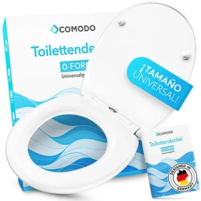 Imagen de Comodo Tapa del inodoro Con mecanismo de cierre suave &amp; Quick Release Asiento antibacteriano en forma O universal Duroplast accesorios montaje