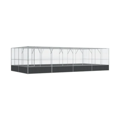 Imagen de vidaXL Pajarera con extensión de Acero Color Plateado 832x414x212 cm, Jaula para pájaros, periquitos, Grande pájaros