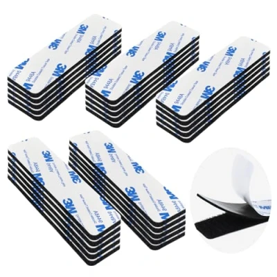 Imagen de VFANDV Belcro Adhesivo Doble Cara Fuerte, 20 Piezas Extrafuerte Reutilizable Cinta Adhesiva Negro Fuerte para Doméstica (3x10cm)