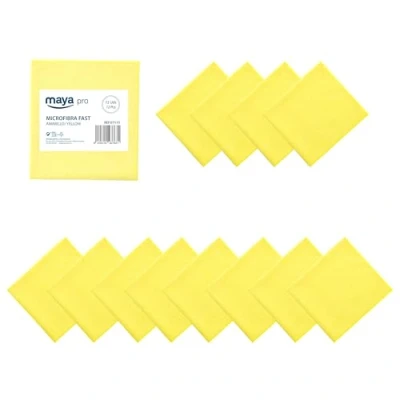 Imagen de Maya Bayeta Fast 200G. Multiusos 100% Microfibra. Limpieza Sin Marcas para Cualquier Superficie. Pack de 12 Unidades (Amarillo)