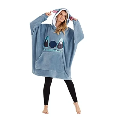 Imagen de Disney Sudadera Mujer de Stitch, Sudaderas Oversize Forro Polar con Capucha, Regalos para y Adolescente Talla Única (Azul)