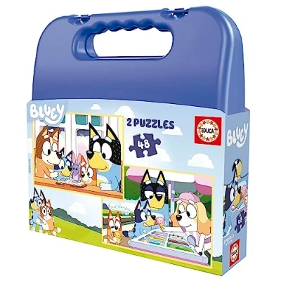 Imagen de Educa Puzzle Bluey Set de Dos Puzzles con 48 Piezas los Personajes Presentados en una magnífica Maleta para Poder guardarlos. Recomendados a Partir 5 años (19831)