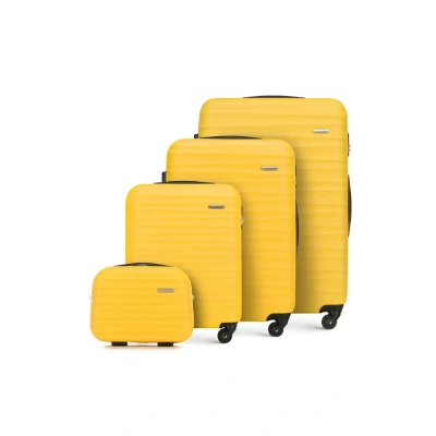 Imagen de WITTCHEN Maleta de Viaje Equipaje Mano Cabina ABS con 4 Ruedas giratorias Cerradura combinación Asa telescópica Groove Line Set Maletas Amarillo