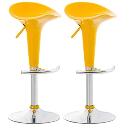 Imagen de Set de 2 Taburetes Saddle Modernos I Bar Regulables en Altura &amp; Giratorios Altos con Reposaiés Color:, Color:Amarillo
