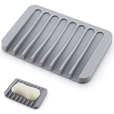 Imagen de 1 Pieza Jabonera de Silicona,Jaboneras Silicona con desagüe,Caja jabón,Jabonera Desagüe,Soporte jabón Silicona,Abonera Antideslizante,para Baño,Cocina,Encimera,Viaje(Gris)