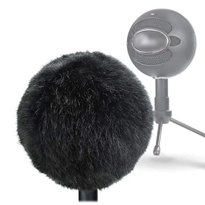 Imagen de YOUSHARES Blue Snowball Microfono Filtro Pop Filter Funda Antiviento Protector contra el Viento de Piel para Snowball（Negro)