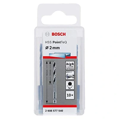 Imagen de Bosch Professional Set de 10 brocas vástago hexagonal PointTeQ , para metal, diámetro: 2 mm, ¼&quot;, accesorios taladro impacto y atornillador