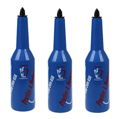 Imagen de Evarbuild 3X Flair Bartender Bartending Practice Bar Pub Botella Vino Coctelera Azul