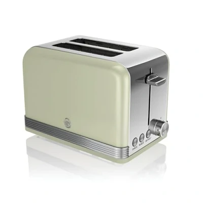 Imagen de Swan 2 Slice Toaster ST19010 Verde Tostador Retro, 815 W, Acero Inoxidable,