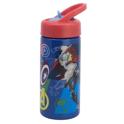Imagen de Botella de agua deportiva con pajita y asa incorporada 410 ml Los Vengadores