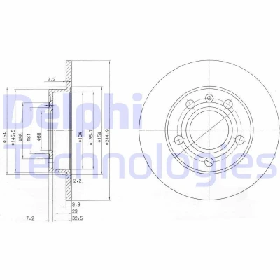 Imagen de DELPHI BG2753C Disco de freno 245 10 5 macizo revestido sin procesar cojinete rueda, anillo sensor ABS AUDI: A4 B7 Berlina, B8 Avant
