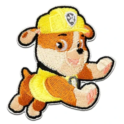 Imagen de Paw Patrol Patrulla Canina Rubble Parches Termoadhesivos Bordados Aplique Para Ropa, Tamaño: 6,1 x 6,3 cm