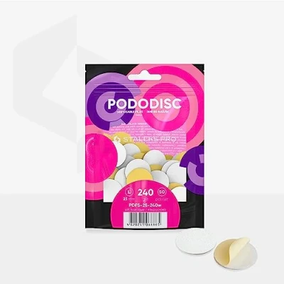 Imagen de STALEKS PRO Pododisco 50 Discos abrasivos adhesivos con base soft de 25mm (L) para torno uñas. Especial pedicuras (Grano 240)