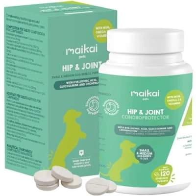 Imagen de MAIKAI Condroprotector para Perros Razas pequeñas y Medianas 120 Comprimidos Articulaciones Antiinflamatorios Alta concentración Glucosamina Condroitina MSM Acido Hialurónico