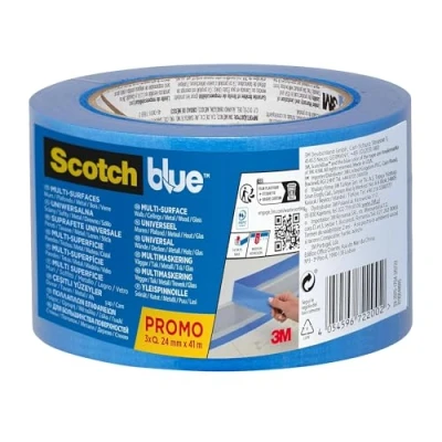 Imagen de ScotchBlue Cinta de Enmascarar Multisuperficie, 24 mm x 41 m, 3 Rollos/Paquete Adhesiva Scotch Azul para Pintores, Pintar y Decorar, Interior Exterior, 70% PEFC