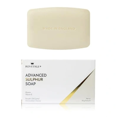 Imagen de Revitale Tratamiento de jabón azufre puro vegetal avanzado, 80 g, antibacteriano, ayuda a combatir puntos negros, manchas, irritación la piel