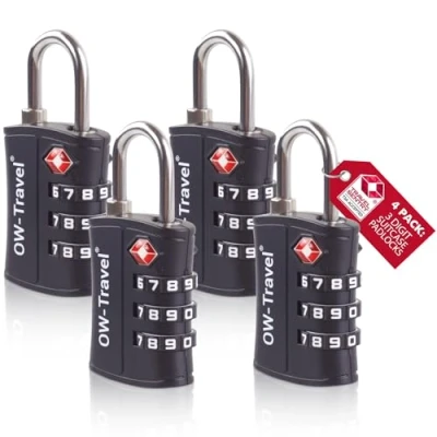 Imagen de OW Travel Candado maleta TSA Anti robo. ABS numerico 3 Digitos. Combinacion Taquilla. Candados para mochilas y maletas. Taquilla Gimnasio. seguridad equipaje Negro 4