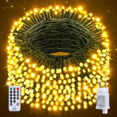 Imagen de Auriostar Luces Navidad Exterior, 20m 200LEDs Arbol Interior 8 Modos, IP44 Impermeable Exterior con Control Remoto, LED para Habitacion, Fiestas, Boda, Balcon
