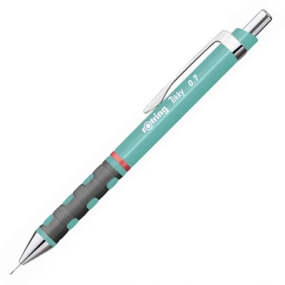 Imagen de rOtring Tikky portaminas en tonos pastel HB de 0,7 mm Azul mar con agarres goma cómodos 12 unidades