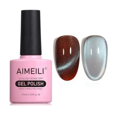 Imagen de AIMEILI 9D Ojo de Gato Esmaltes Semipermanentes para Uñas Sin crueldad Vegano Libre HEMA Magnético Soak Off UV LED Permanentes Esmalte 10ml，741