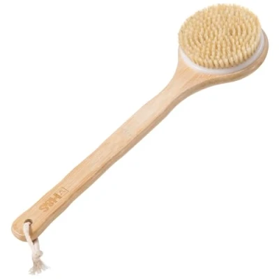 Imagen de H&amp;S Cepillo Exfoliante Corporal de Ducha para Espalda y Cuerpo en Seco Bambú con Cerdas Naturales Mango Largo Cuerda el Baño