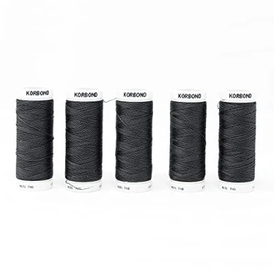 Imagen de KORBOND Gris Acero poliéster 500 m, 5 bobinas de 100 Hilo Blanco, para máquinas Coser a Mano, no se Encoge, Ideal, sastrería, Acolchado, Manualidades, Reparaciones y Adornos, 500m