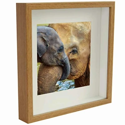 Imagen de BD ART 28 x cm Box 3D Marco de Fotos con Paspartu 20 cm, Roble