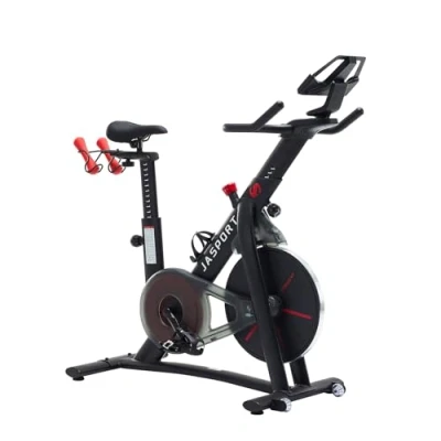 Imagen de JASPORT Indoor Speedbike S3 Entrenador doméstico silencioso Sistema de freno magnético y correa potente Aplicación con cursos entrenamiento bajo demanda en video Compatible Kinomap &amp; Zwift