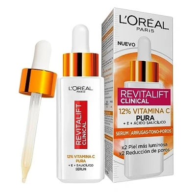 Imagen de L&#039;Oréal Paris Sérum Facial 12% Pura Vitamina C , Piel más luminosa y poros menos visibles, Reduce las arrugas, la despigmentación los poros, Revitalift Clinical, 30 ml