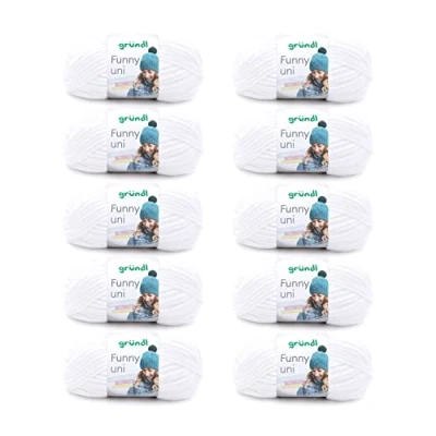 Imagen de Gründl Uni Divertida Funny Knitting and Crochet (100% Polyester Chenille Velvet y Sus Hilos, 100 g / 120 m, tamaño de Aguja 5 6, 10 x g), Blanco, Bianco, One Size, 1000