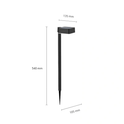 Imagen de Philips Lighting Luz para Iluminación Camino Vynce, alimentación solar, formato cuadrado, 1.5W, 2700K,negro, resistente a intemperie IP44