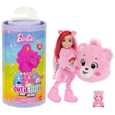 Imagen de Barbie Cutie Reveal Care Bears Chelsea Muñeca pequeña y accesorios, incluye un disfraz de peluche 6 sorpresas (los estilos pueden variar), JCN97